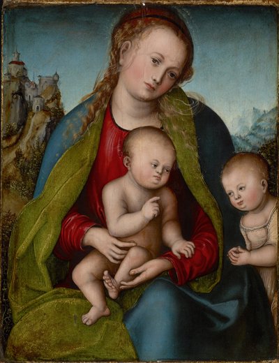 Virgen María con el Niño y San Juan Bautista de Lucas Cranach the Elder